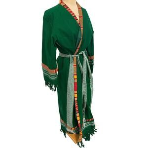 Vintage UNISEX WOOL MEXICAN FRINGE MAXI ROBE SZ L/XL